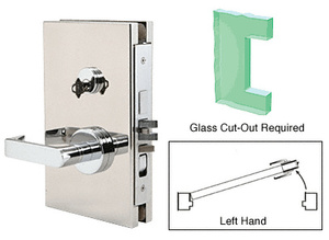CRL Polished Stainless 6" x 10" LH Center Lock With Deadlatch in Entrance Lock Function