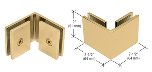 CRL Satin Brass Square 90 Degree Glass-to-Glass Clamp