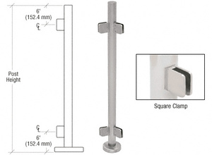 CRL Brushed Stainless 36" Steel Square Glass Clamp 135 Degree Center Post Railing Kit