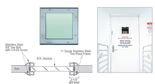 CRL Brushed Stainless Dual Flange Bullet Resistant Door Window