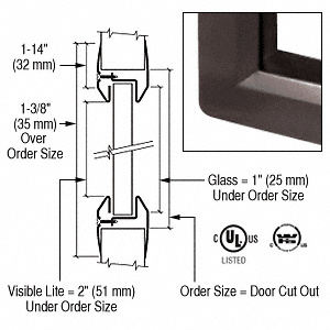 CRL 24" x 30" Slimline Series Door Vision Lites