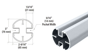 CRL Mill AWS 3" Diameter Round 180 Degree Center or End Post Only - 60"