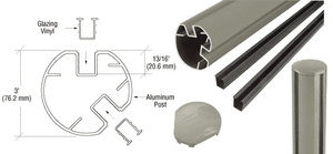 CRL Beige Gray AWS 3" Diameter Round 135 Degree 48" Post Kit