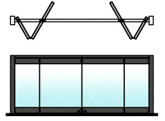 CRL Black Powder Coated 4-Panel Bipart Overhead Track Half Bi-Fold Door Configuration