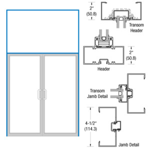 CRL-U.S. Aluminum Dark Bronze/Black Anodized Class 1 Open Back Transom Frame for Pair of Doors with Offset Pivots, Panics and Using Surface Closers