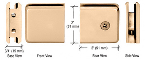 CRL Unlacquered Brass Beveled Style Notch-in-Glass Fixed Panel U-Clamp