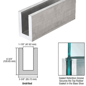 CRL L25S Series Mill Aluminum 118-1/8" Square Base Shoe Undrilled for 1-1/16" Glass