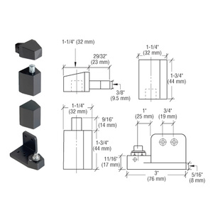 CRL Jackson® Dark Bronze Left Hand 3/4" Offset Pivot Hinge Set - Flush with Frame Face