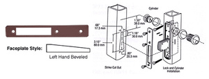 CRL Dark Bronze Left Hand Beveled Faceplate for DL2110 Series Long Throw Deadlocks