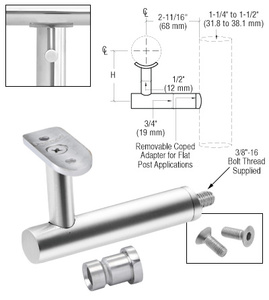 CRL 316 Polished Stainless Long Arm Malibu Series Post Mounted Hand Rail Bracket