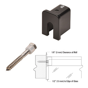 CRL Matte Black 11 Gauge Stabilizing End Cap for 1" x 1-5/16" Cap Rail