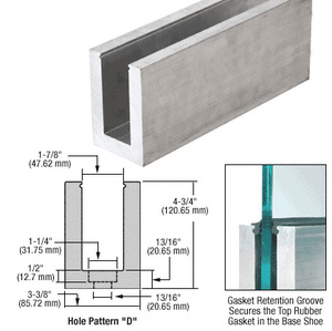 CRL L25S Series Mill Aluminum 118-1/8" Square Base Shoe Drilled for 1-1/16" Glass