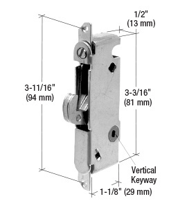 CRL 1/2" Wide Round End Face Plate Mortise Lock with Vertical Keyway for W & F Doors