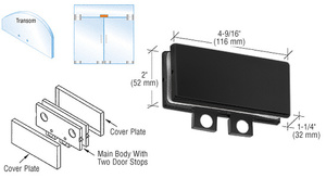 CRL Matte Black Transom Mounted Connector With Two Reversible Door Stops