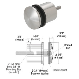 CRL 316 Brushed Stainless 2-3/8" x 1-3/4" Point Supported Standoff Base and Domed Cap