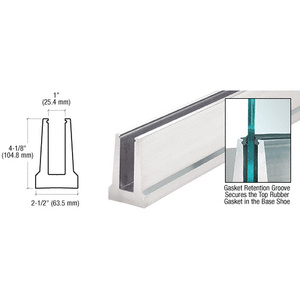 CRL B5T Series Mill Aluminum Custom Tapered Base Shoe Undrilled for 1/2" to 5/8" glass