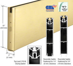 CRL Satin Brass 10" Custom Length Square Sidelite Rail for 3/8" or 1/2" Glass