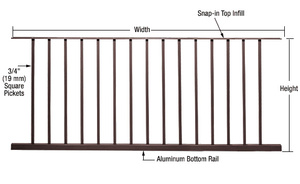 CRL Matte Bronze 200, 300, 350, and 400 Series 72"W x 48"H Picket Panel