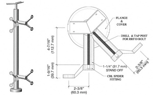 CRL Brushed Stainless 36" P6 Series Spider 135 Degree Angle Post Railing Kit