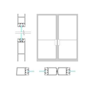CRL-U.S. Aluminum Double Doors Narrow Stile NOA 72" x 84" Non Impact Offset Pivoted Door White KYNAR® Paint