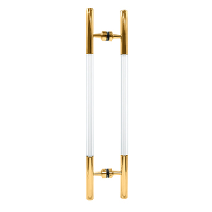 CRL Polished Brass 24-1/2" Overall Length Glass Mounted Ladder Style Pull Handle with Acrylic Semi-Inserts