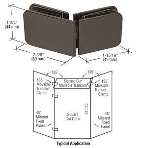 CRL Oil Rubbed Bronze Traditional Style 135 Degree Movable Transom Clamp