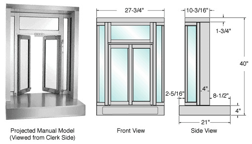 CRL Satin Anodized Manual Projected Bi-Fold Service Window