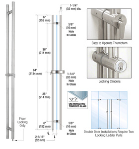 CRL 316 Brushed Stainless 84" Locking Ladder Pull