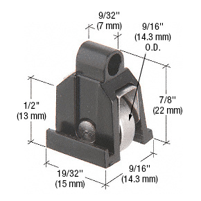 CRL 9/16" Flat Edge Stainless Steel Sliding Window Roller with 19/32" Wide Housing