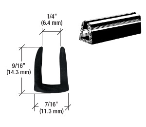 CRL Rubber Glazing Channel for 1/4" Material - 9/16" Height