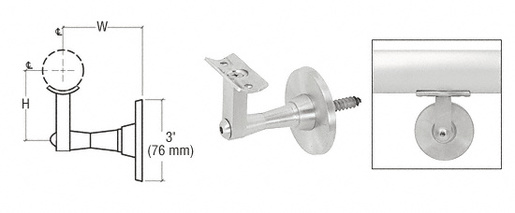 CRL Mill Aluminum Manhattan Series Wall Mounted Hand Rail Bracket