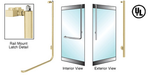 CRL-Blumcraft® Satin Brass Right Hand Reverse Rail Mount Keyed Access "JS" Exterior, Top Securing Panic Handle
