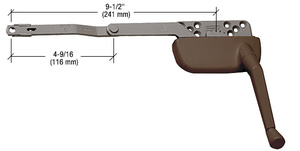 CRL Bronze 9-1/2" Left Hand Single Arm Ellipse Surface Mount Dyad Casement Operator