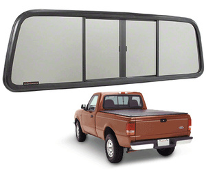CRL OEM Replacement Duo-Vent Four Panel Slider With Dark Gray Glass for 1973-1996 Ford F-Series