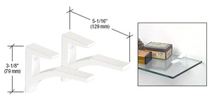 CRL White - Aluminum Shelf Bracket for 3/8" to 1/2" Glass
