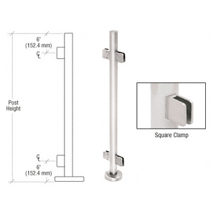 CRL Polished Stainless 36" Steel Square Glass Clamp 180 Degree Center Post Railing Kit