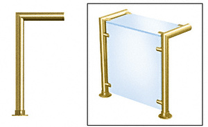 CRL Polished Brass Contemporary 205 Series 1-1/2" Tubing Glass On Top and Front Only Sneeze Guard