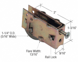 CRL 1-1/4" Steel Sliding Glass Door Roller with 9/16" Wide Housing for Nu-Air, Bennings & Scotty Doors