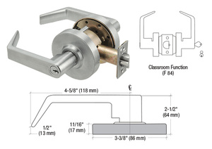 CRL Brushed Chrome Grade 1 Classroom Lever Locksets - Schlage® 6-Pin