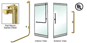 CRL-Blumcraft® Satin Brass Right Hand Reverse Rail Mount Keyed Access "X" Exterior Top Securing Electronic Egress Control Handle