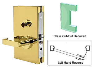 CRL Polished Brass 6" x 10" LHR Center Lock With Deadlatch in Office Function