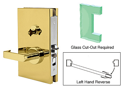 CRL Polished Brass 6" x 10" LHR Center Lock With Deadlatch in Office Function
