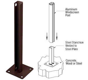 CRL Matte Bronze AWS Steel Stanchion for 180 Degree Round or Rectangular Center or End Posts