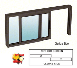 CRL Duranodic Bronze Horizontal Sliding Service Window XO or OX Format with 1/8" or 1/4" Vinyl Only - No Screen