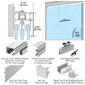 CRL50 Series Single Sliding Door with Two Fixed Panels Wall Mount Kit