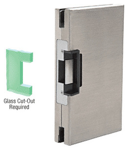 CRL Brushed Stainless 6" x 10" RH/LHR Custom Center Lock Glass Keeper with Deadlatch Electric Strike