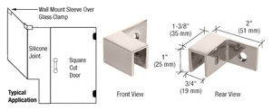 CRL Polished Nickel Left Hand "Sleeve Over" Wall Mount Glass Clamp