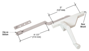 CRL White Left Hand Dyad Casement Window Operator with 4-1/2" Link Arm