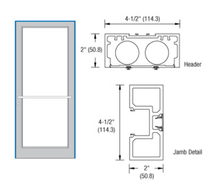 CRL-U.S. Aluminum Clear Anodized Class 1 40" x 86" Series DF800 Tubular Center Hung Up and Over Frame Complete (1F)