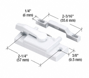 CRL White Sash Lock with 2-1/4" Screw Holes and 3/8" Hole Backset with Lugs